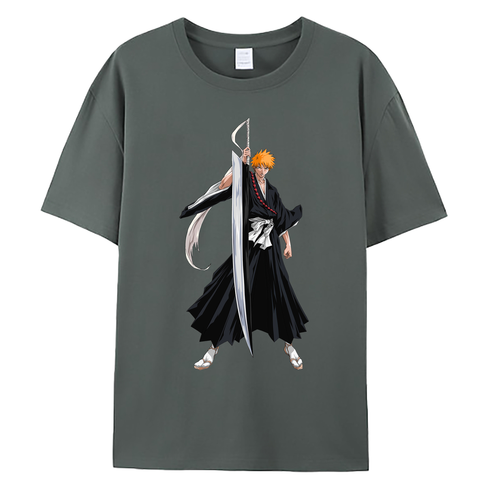 （画像用） ブリーチ 黒崎一護（くろさき いちご）BLEACH Kurosaki Ichigo 綿100％ メンズ半袖Tシャツ｜肌触りやわらか＆通気性